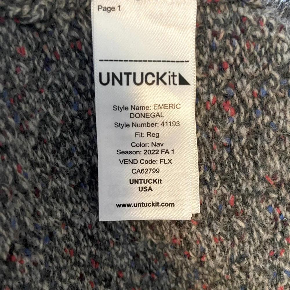 UNTUCK it emeric donegal lambswool button up shawl collar grandpa cardigan Large - Picture 5 of 6